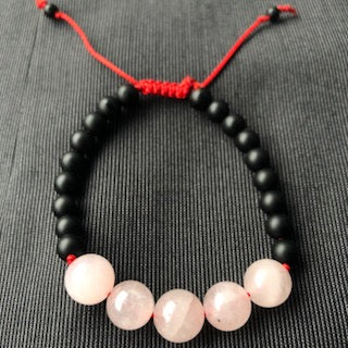 Rose Quartz/ Onyx braclet