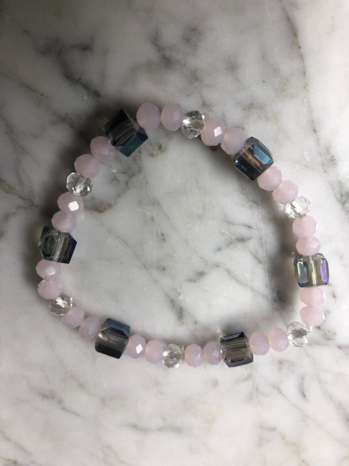 Pink and clear crystal bracelet