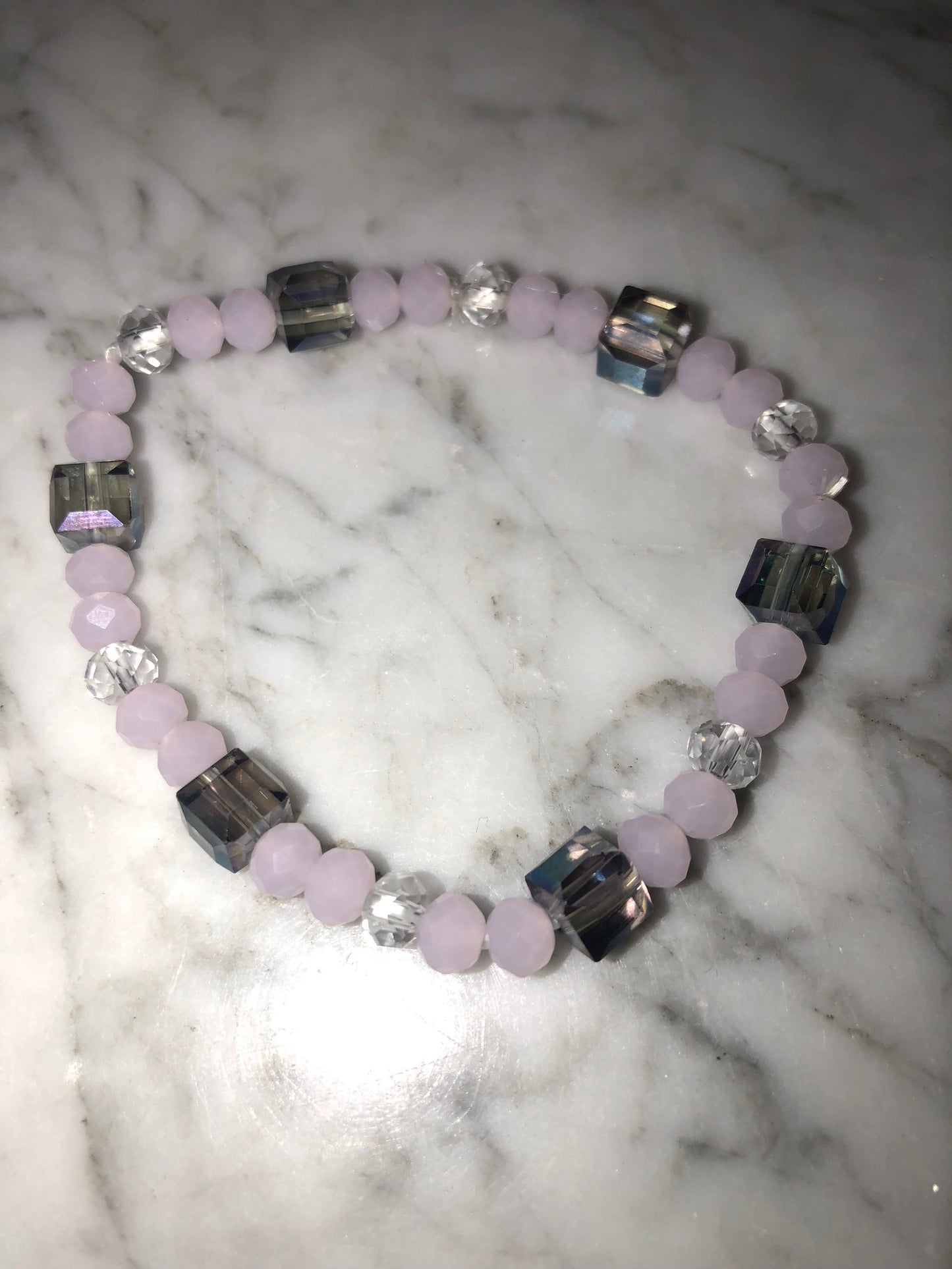 Pink and clear crystal bracelet