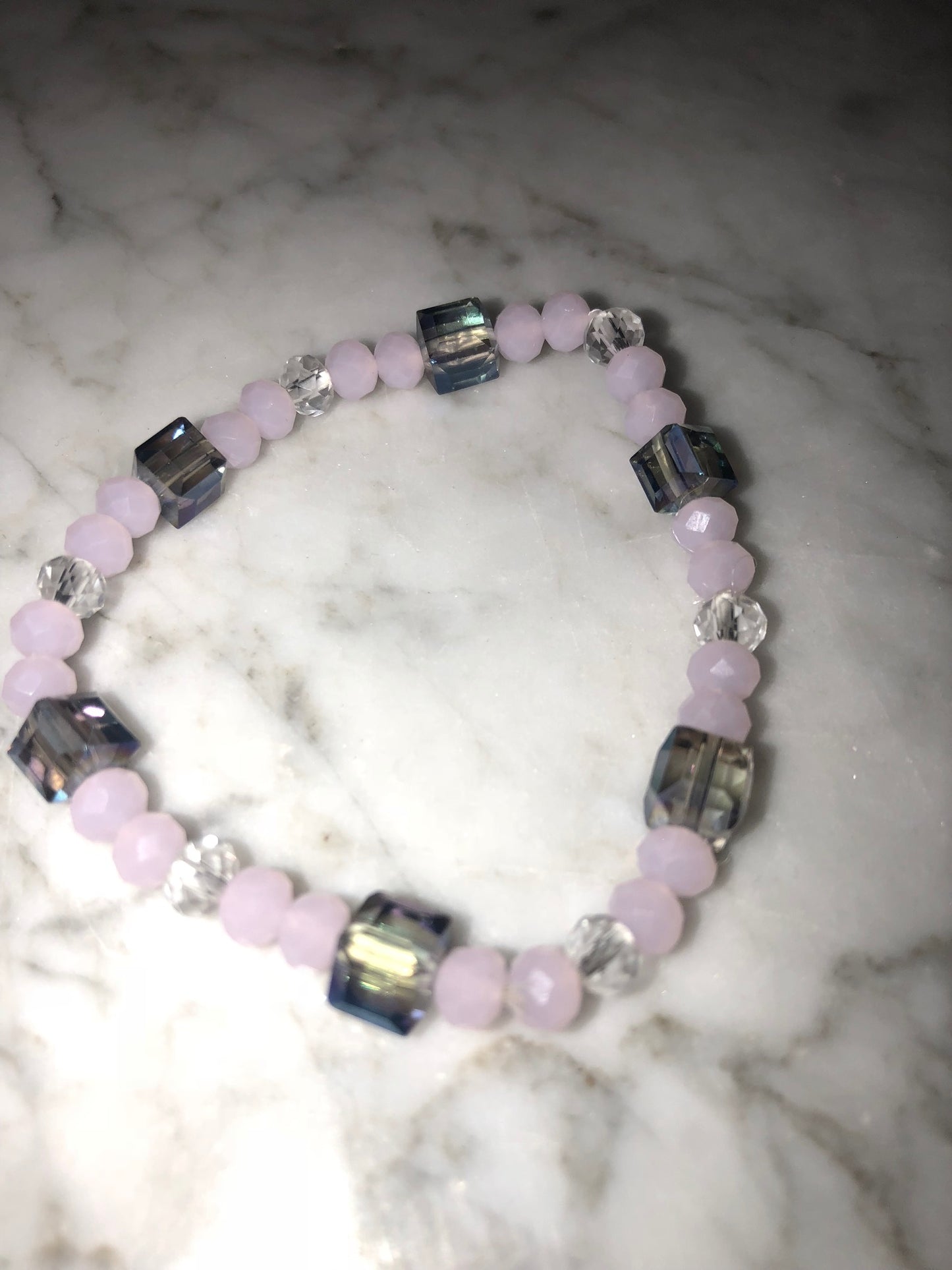 Pink and clear crystal bracelet