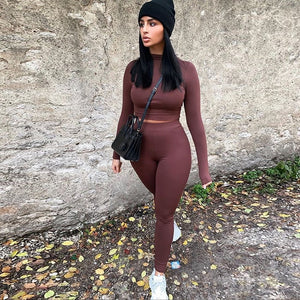 Two Piece Sets Women Solid Autumn Tracksuits