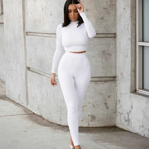 Two Piece Sets Women Solid Autumn Tracksuits