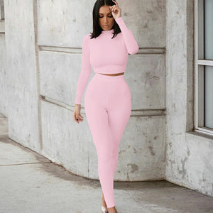 Two Piece Sets Women Solid Autumn Tracksuits