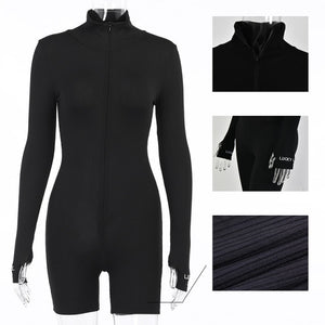 Ribbed Turtleneck Sport Wear Casual Jumpsuit