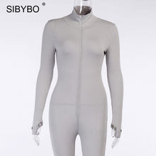 Load image into Gallery viewer, Ribbed Turtleneck Sport Wear Casual Jumpsuit